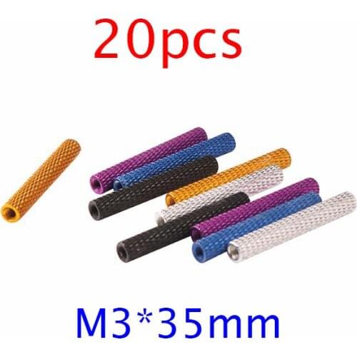 20PCS M3*35mm Aluminum Alloy Standoff M3 Textured Column Pillar Spacers Spare Part For 180/210/250/260 RC Quadrocopter