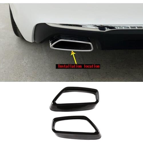 Stainless Steel Car Throat Exhaust Outputs Tail Pipe Cover Trim For BMW 5 Series G30 G38 2018-2021 Car Accessories (Black)