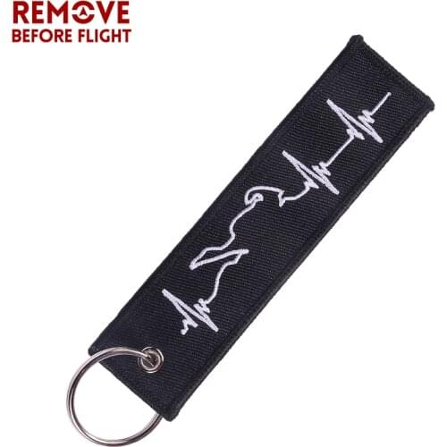 Embroidery Key Fobs Jewelry Fashion Biker Heartbeat Keychain Motorcycles and Cars Fashionable Chain Keychain for Biker Lovers