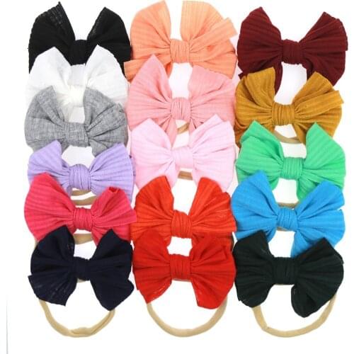 Newborn High Elastic Baby Girls Bowknot Nylon Headband 16 Color Headwear Cute Hair Accessories Ring Kids Bandeau