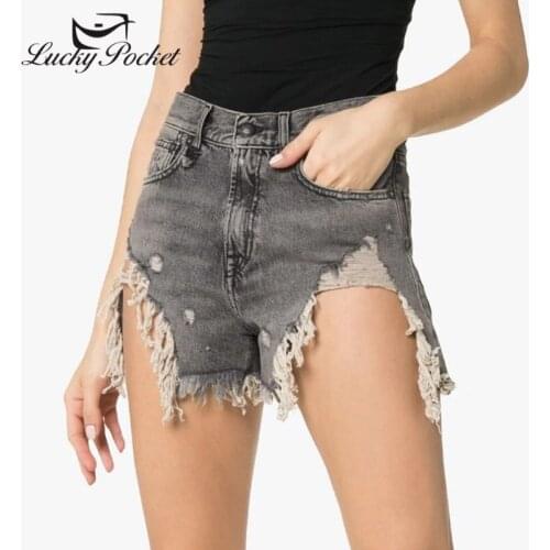 2020 Women Summer Blue Denim Shorts Ladies Loose Cotton Embroidery Jeans Female Streetwear Casual Black New Fashion Shorts ML41