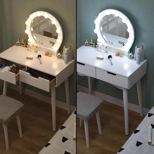 1Set Dressing Table With Mirror Makeup Vanity Table Bedroom Dresser Set With Dressing Stool Home Furniture Dressers Hwc