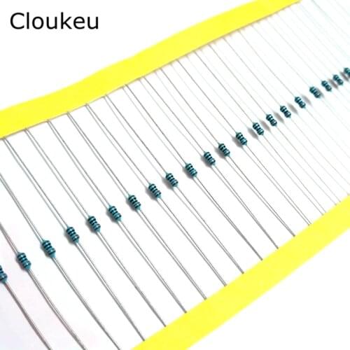 100Pcs 1/8W 1% Metal film resistor 0.125w Resistor 1K 2.2/3.3/4.7/8.2/10/22/33/47/56/82/100/120/220/330/390/430/510/680/910K Ohm