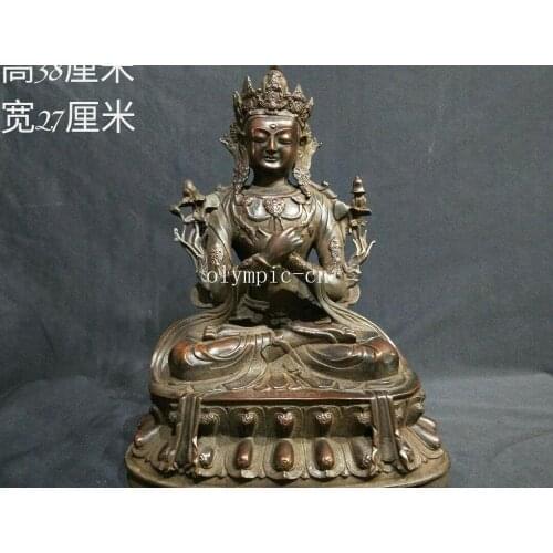 15'' bronze red copper buddhism Guanyin Avalokitesvara Manjusri Bodhisattva