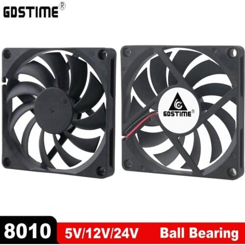 2 Pcs Gdstime Dual Ball Cooler 80mm 8010 DC 5V 12V 24V 2Pin Connector 80x80x10mm 8cm Brushless PC Computer Case Cooling Fan