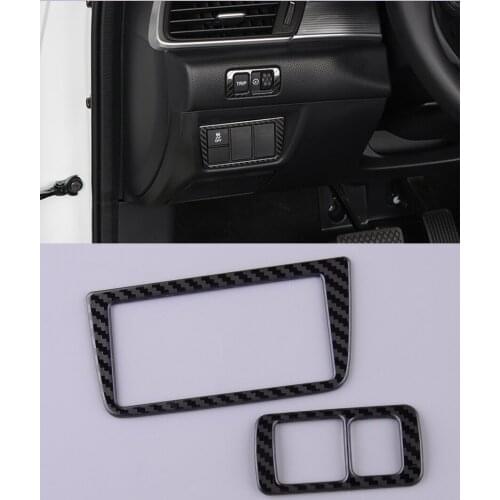 2pcs ESP FCW Function Control Button Trim Carbon Fiber Black Stainless Steel fit for Honda Accord 10th 2018 2019 2020