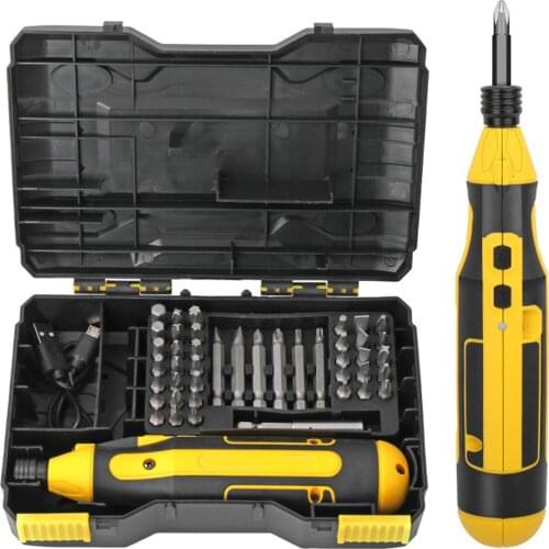 46pcs/set Electric Screwdriver 6.35mm USB Rechargeable Household Wireless Forward Reverse Small Electric Screwdriver Set Tools