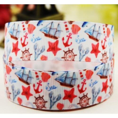 22mm 25mm 38mm 75mm Ship Cartoon printed Grosgrain Ribbon party decoration 10 Yards X-02978