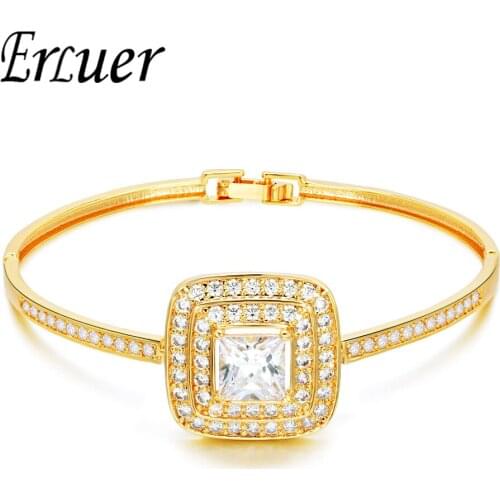 ARUEL Fashion Gold Color Crystal Bracelets Rose Gold/Silver Plated Women Wedding Birthday Jewelry Cubic Zircon Bangles Pulseras