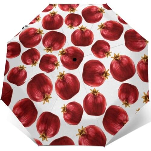Automatic Umbrella Pomegranate Pattern three-fold umbrella women men rain umbrella