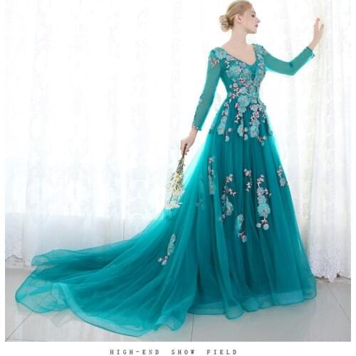 100%real peacock green full beading long sleeve court ball gown Medieval dress Renaissance Gown princess Royal victoria dress