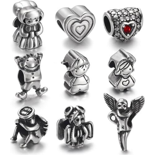 4pcs Stainless Steel Beads 5mm Hole Paracord Knife Lanyard Slider Pando Bead Spacer Fit Leather Cord Bracelet Making Accessories