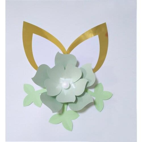 Cardstock Rose DIY Easy Paper Flowers With Ears leaves Set For Baby Nursery Wall Flower Decor Shower Birthday Video Tutorials