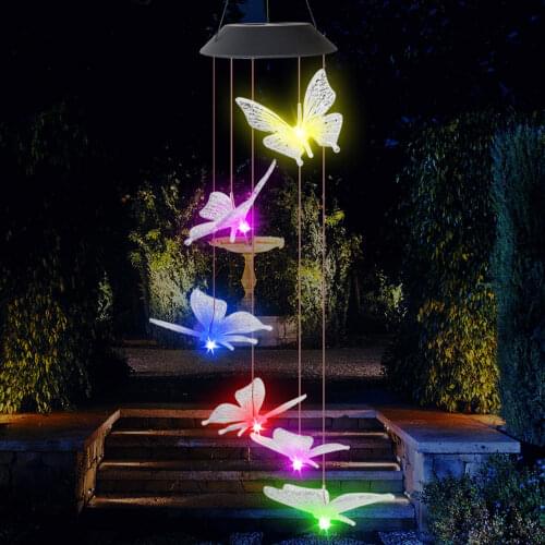 Colorful LED Solar Light Garden Hanging Wind Chime Ball Pendant Lamps Waterproof Outdoor Courtyard Window Adornment