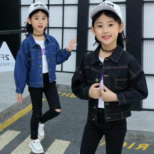 Big Girls Denim Jackets Coats Casual Children Autumn Outwear Coat 2019 New Sequins Little Girl Design Baby Kids Jeans Clothing