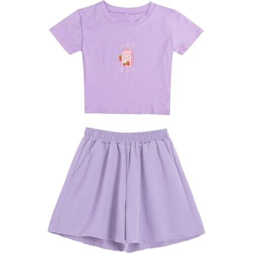 Cute Strawberry Tshirt Cotton Harajuku Kawaii Sweet Girls T-shirt Japanese Streetwear Summer Crop Tops for Women Ulzzang Shorts