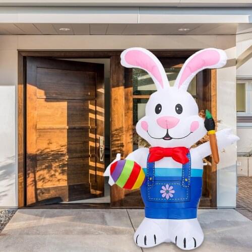 Giant 1.8M White Rabbit Easter Bunny With LED Lights Inflatable Toys For Outdoor Family Home Party Decoration Office Ornament