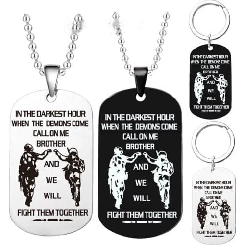Hot-selling stainless steel tag gifts for comrades military brand necklace key chain jewelry dog tags custom