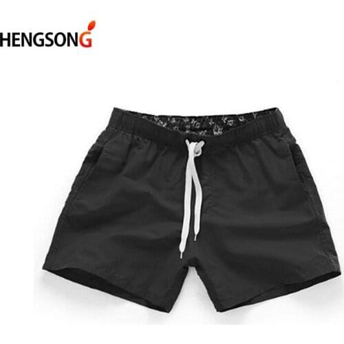 HENGSONG Summer New Man Briefs Mid Waist Beach Short Pants Straight Drawstring Surf Shorts Four Colors S-2XL Briefs Men