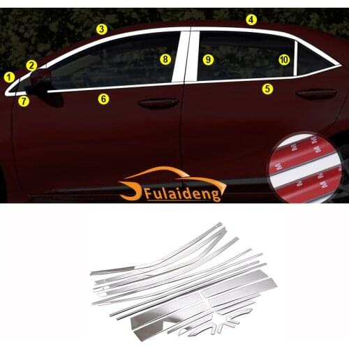 For Toyota Corolla 2014-2018 Stainless Steel Chrome Car Window Sill Pillar Decoration Strip cover Trim Car Styling
