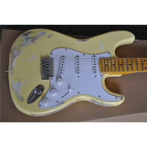 Classic 6 string electric guitar, grooved fingerboard, cream made old style, free shipping