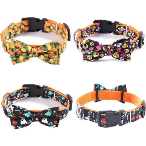 Halloween Pet Bow Collar Cat Collar Holiday Jewelry Bow Tie Adjustable Collar Pet Dog Cat Product Accessories