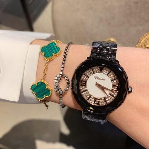 Cool Sexual Cold Wind Full Black Watches for Women Neutral Designer Crystals Watch Heavy Full Steel Bracelet Wrist watch Shell