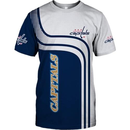 Summer Casual Tops Washington White blue stitching curve dot letter print Capitals T-shirts