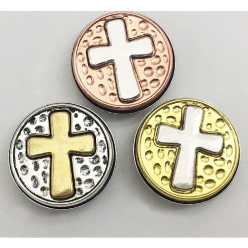 MF6535 cross gold Metal Snap button fit 18mm 20mm snaps Jewelry