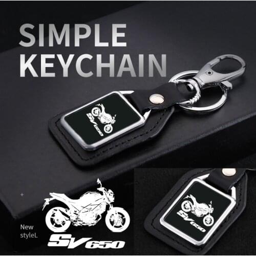 Motorcycle metal leather keychain mirror custom engraved logo for Suzuki SV650 SV 650 SV650X SV650S motorcycle Accessories