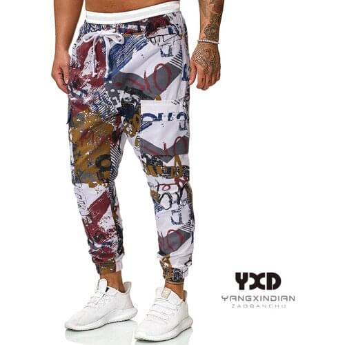 Men clothing new fashion autumn winter trousers mens printed cargo pants joggers man streetwear hip hop pants mens track pants