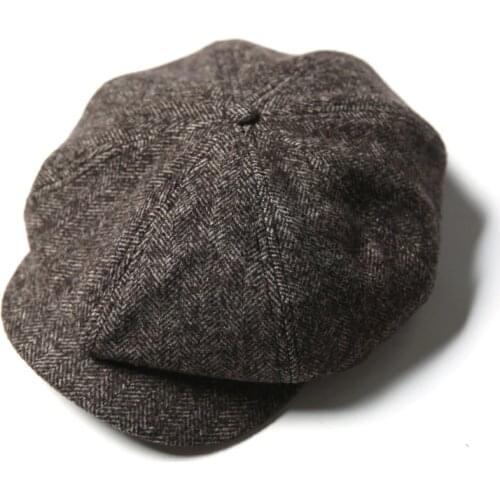 NON STOCK Wool Blend Newsboy Hat Vintage Peaky Blinders Baker Boy Cap For Men