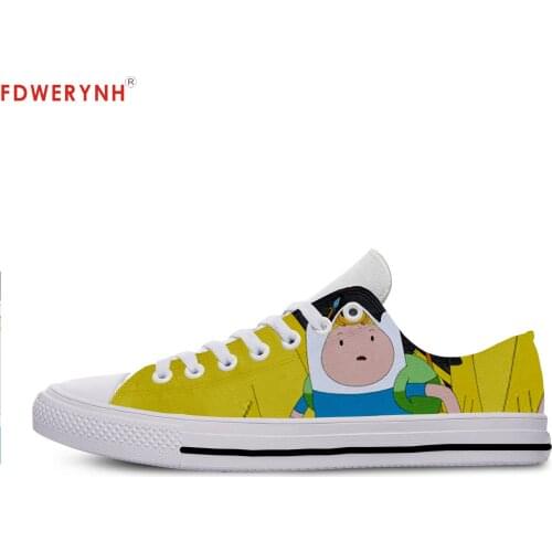Mens Casual Shoes Cartoon Funny Cute Adventure Time Lace-Up Canvas Strap Ladies Casual Man Shoes Comfortable