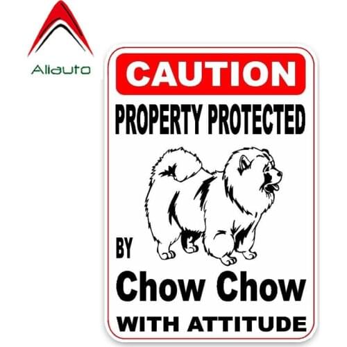 Aliauto High Quality Car Sticker Property Protected By Chow chow Dog PVC Cover Scratches Decal Decoration Graphic,14cm*10cm