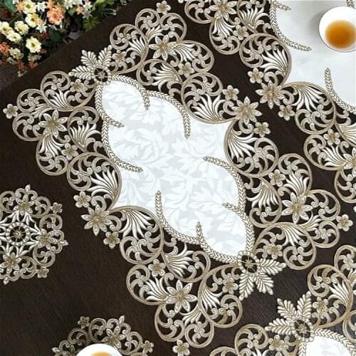 NEW Brocade Cloth Embroidery Hollow European Rectangular Tablecloth Coffee Fruit Snack Table Mat Furniture Luxury Tea Coaster
