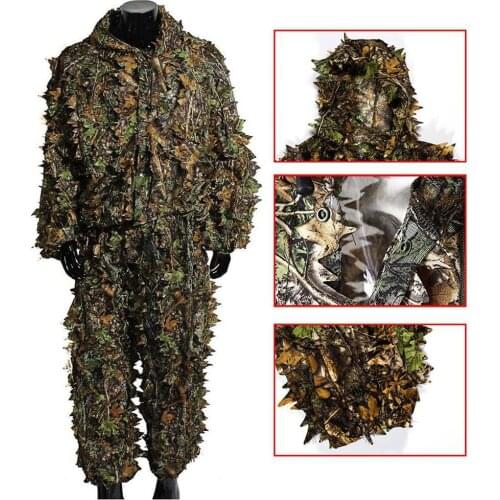 Hunting Clothes New Maple Leaf 3D Bionic Ghillie Suits and Clothes Sniper Jacket Airsoft Birdwatch Pants Camouflage X4P2