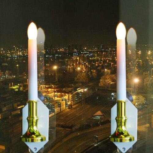 Solar Powered Window Candles Lights Flameless Taper Candles Warm White Candles with Suction Cups, Garden Yard Christmas Decor