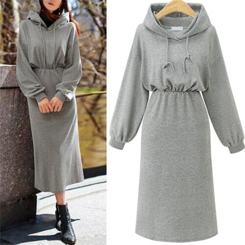 2020 Autumn Winter Women Hoodies Long Sleeve Hooded Loose Casual Sweatshirt Dress Pullover Long Hoodie Oversized Hoodie