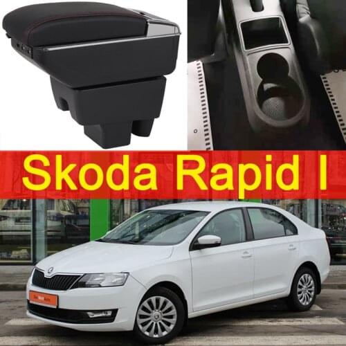 For Skoda Rapid 2013-2020 armrest box universal car center console caja modification accessories double raised with USB