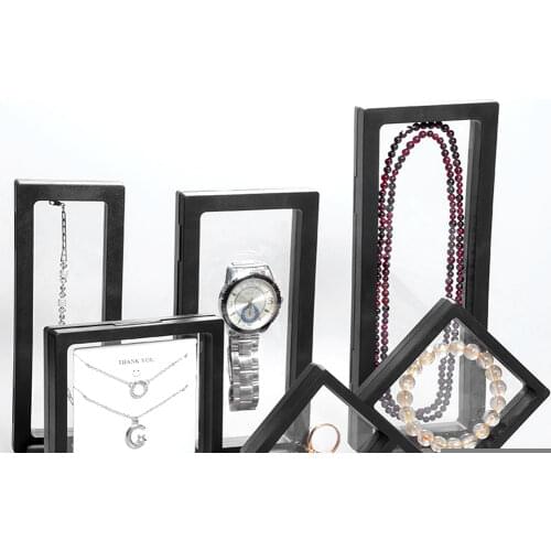 3D Albums Floating Frame Holder Gemstone Coin Jewelry Clear Display Case Stand PE Film Display Collect Box