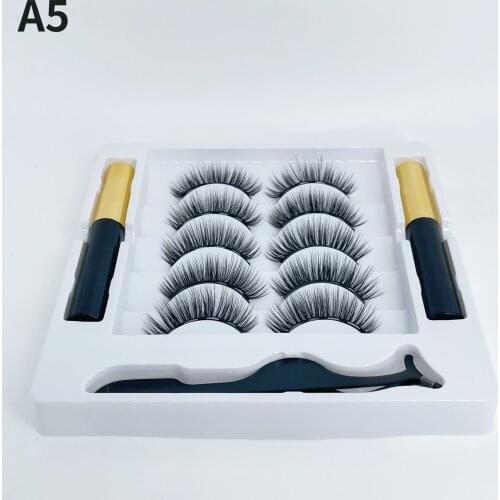 Five pairs of magnetic eyelashes waterproof 3D magnetic eyeliner false eyelashes set magnetic eyeliner set makeup