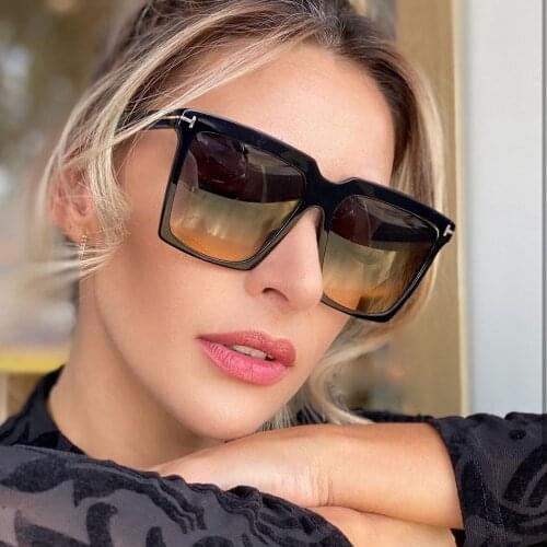 QPeClou 2020 New Fashion T Oversized Square Sunglasses Women Brand Designer Plastic Big Frame Sun Glasses Female Colorful Shades
