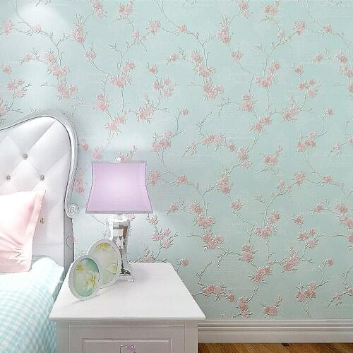 Wall Blossom 3d Embossed Plum Paper Roll 3d Stereo Pink Floral Wallpapers For Bedroom Small Flower Blue Wedding Room Wallpapers