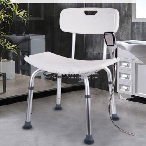 Aluminum Alloy Seat Bath Bathroom Stool Shower Seat Bench Shower Commode Toilet Chairs Height Adjustable and Non-slip Stable