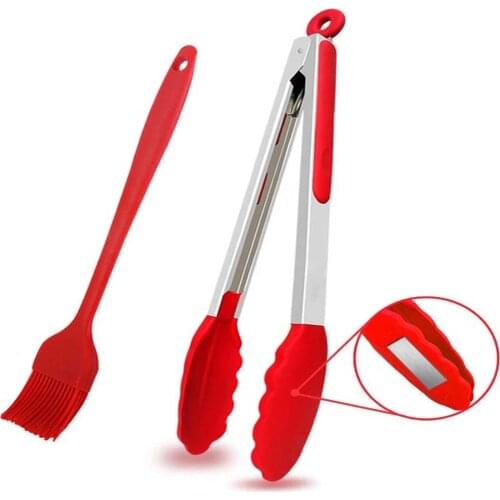 Silicone Food Tongs Silicone Pastry Brush High Temperature Resistant Kitchen Cooking Tong High Quality BBQ Tools Set