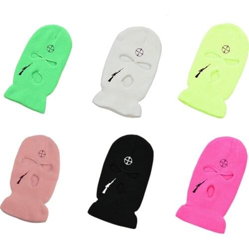 Sniper Rifle Front Sight Embroidery Eye Holes Ski Face Balaclava Warm Beanies Personalized Party Mask Winter Hats Halloween Gift