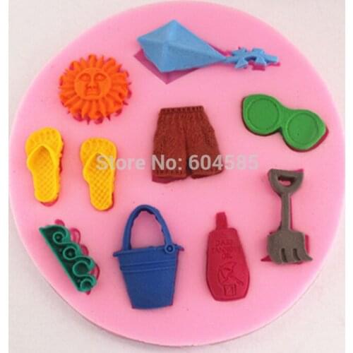 Sunshine beach swim flowers Fondant cake molds soap chocolate mould for the kitchen baking