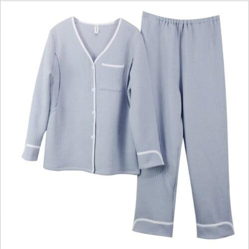 Maternity pajamas air cotton sandwich confinement clothing warm autumn and winter suits postpartum maternal nursing home cloth