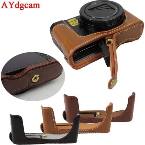 PU Leather Camera Bag Case For Panasonic LX10 LUMIX LX10 DMC-LX10 Camera video Half case Bottom Cover Open battery design