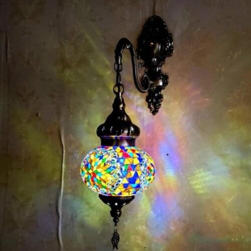 Retro Restaurant Bar Turkish Decorative Wall Lamp Corridor Mosaic Antique Glass Led Wall Light Industrial Decor Indoor Lighting